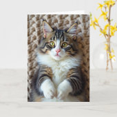 Leuke Vaderdag Tabby Kat Kaart (Gele Bloem)