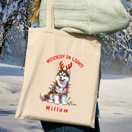 Leuke vakantie Waterverf speelse Siberische Husky  Tote Bag