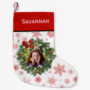 Leuke vakantiekrans Foto Lijst Rode sneeuwvlokken Kleine Kerstsok