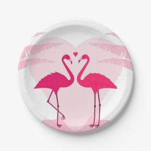 Leuke Valentijnsdag flamingo paar Papieren Bordje