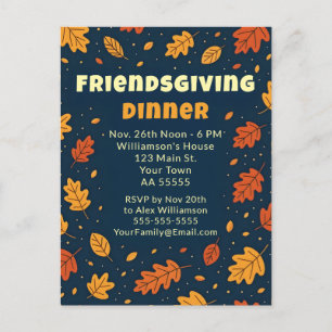 Leuke vallende bladeren Friendsgiving diner potluc Feestdagenkaart