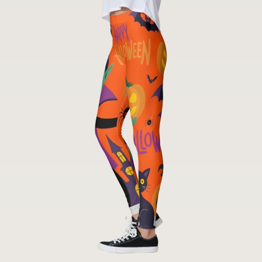 Leuke Vampier, Zwarte Kat & Pompoen Halloween Leggings (Links)