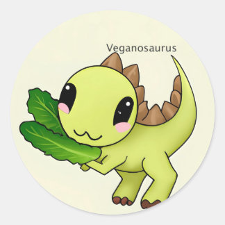 Leuke vegan dinosaurus ronde sticker