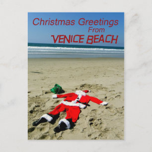Leuke Venice Beach kerst Briefkaart! Feestdagenkaart