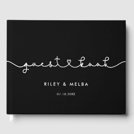 Leuke verbindende hart lettertype bruiloft gastenboek (Voorkant)