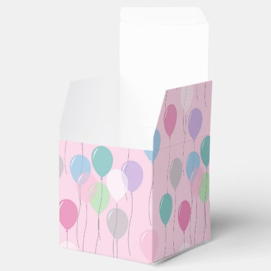Leuke Verjaardag Ballonnen Patroon op Roze Achterg Bedankdoosjes (Geopend)
