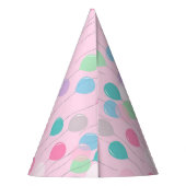 Leuke Verjaardag Ballonnen Patroon op Roze Achterg Feesthoedjes (Achterkant)