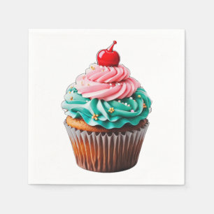 Leuke Verjaardag Cupcake Dessert Illustratie Clipa Servet