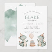 Leuke verjaardag Draken Dinosaurussen Party Kaart (Voorkant / Achterkant)