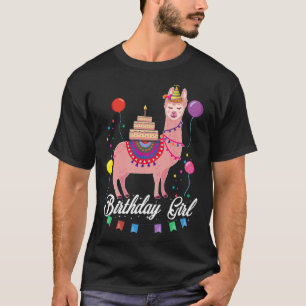 Leuke Verjaardag Llama Meisje Alpaca Dier Kinderen T-shirt