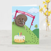 Leuke verjaardag met Pangolin opgerolde mieren Kaart (Gele Bloem)