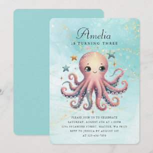 Leuke verjaardag octopus uitnodiging