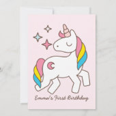 Leuke verjaardag Rainbow Unicorn Party uitnodiging (Achterkant)