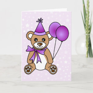 Leuke Verjaardag Teddy Bear - Paarse Kaart