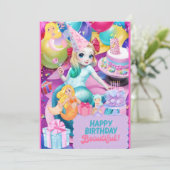 Leuke verjaardag zeemeermin uitnodiging (Staand voorkant)