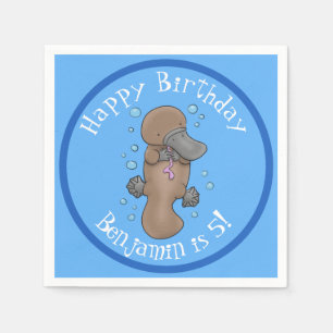 Leuke verjaardags baby gepersonaliseerde platypus servet