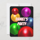 Leuke Verjaardagsballonnen Feest Uitnodiging (Voorkant)
