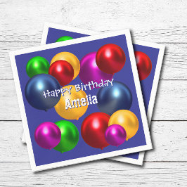 Leuke verjaardagsballonnen gepersonaliseerd servet