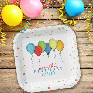 Leuke verjaardagsfeest Waterverf ballonnen Papieren Bordje