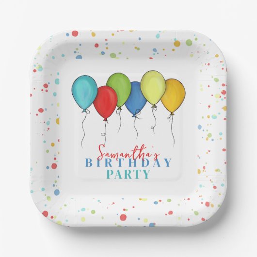 Leuke verjaardagsfeest Waterverf ballonnen Papieren Bordje (Voorkant)