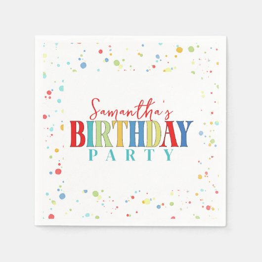 Leuke verjaardagsfeestje Confetti Custom Servet (Voorkant)