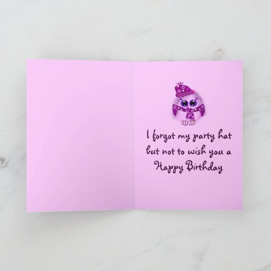 Leuke verjaardagskaart met uil en tekst kaart (Binnen)