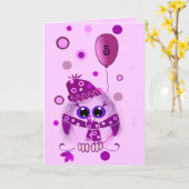 Leuke verjaardagskaart met uil en tekst kaart (Gele Bloem)