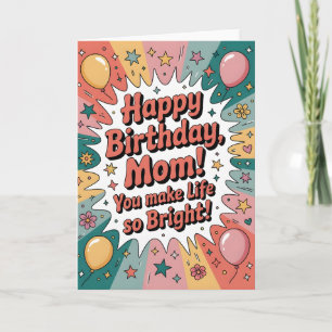 Leuke verjaardagskaart voor moeder – Kleurrijke re Kaart