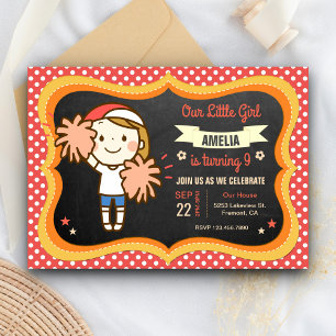 Leuke Verjaardagsuitnodiging voor een Cheerleader Kaart