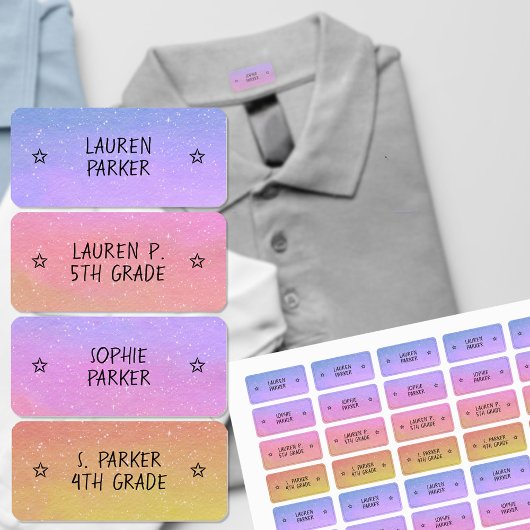 Leuke verloopkleur gecodeerde ster-naam kleding labels