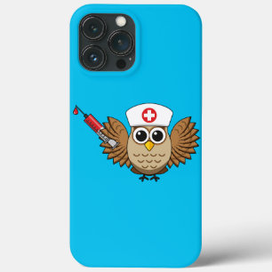 Leuke Verpleegkundige Uil met Spuit Cartoon iPhone 13 Pro Max Hoesje