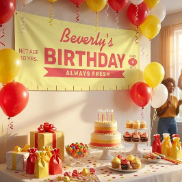 Leuke verse stok rood boter tekst verjaardagsfeest spandoek