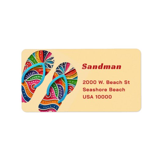 Leuke versierde beschilderde Teenslippers adres Etiket (Voorkant)