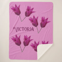 Leuke Victoria naam roze tulp bloemen deken