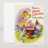 Leuke vintage kerst dame bakken feestdagenkaart (Voorkant / Achterkant)