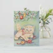 Leuke Vintage Kerstkitten Feestdagenkaart (Staand voorkant)
