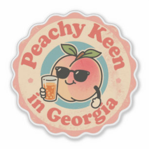 Leuke vintage perzik uit Georgia Sticker