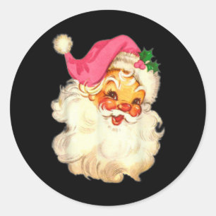 Leuke vintage roze kerstman roze kerst ontwerp ronde sticker