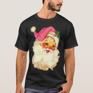Leuke vintage roze kerstman roze kerst ontwerp t-shirt