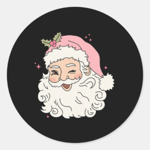 Leuke Vintage Roze Kerstman Roze Kerstmannen Heren Ronde Sticker