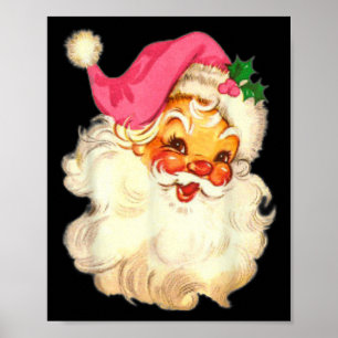 Leuke vintage roze Kerstman roze Kerstontwerp Poster