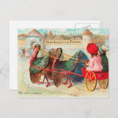 Leuke Vintage Thanksgiving Feestdagenkaart (Voorkant / Achterkant)