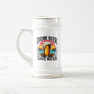 Leuke Vintage Zonsondergang Bier Bierpul