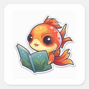 Leuke vis lezing vierkante sticker