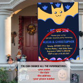 Leuke vleermuis spook hij of zij Halloween geslach Kaart