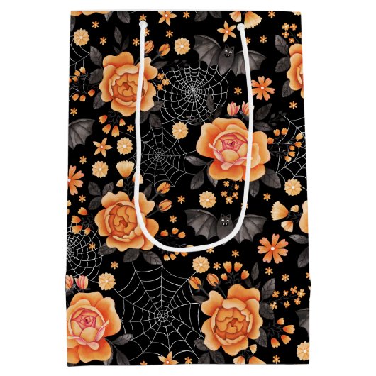 Leuke vleermuizen, bloemen en spinnenwebben Hallow Medium Cadeauzakje (Achterkant)