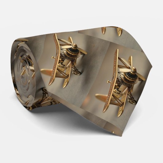 Leuke Vliegtuigpiloot Steampunk Biplane Stropdas (Opgerold)