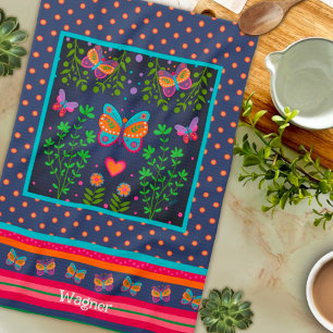 Leuke vlinder chique bloemenstijlvolle aangepaste  theedoek