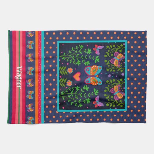 Leuke vlinder chique bloemenstijlvolle aangepaste  theedoek (Horizontaal)