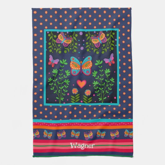 Leuke vlinder chique bloemenstijlvolle aangepaste  theedoek (Verticaal)